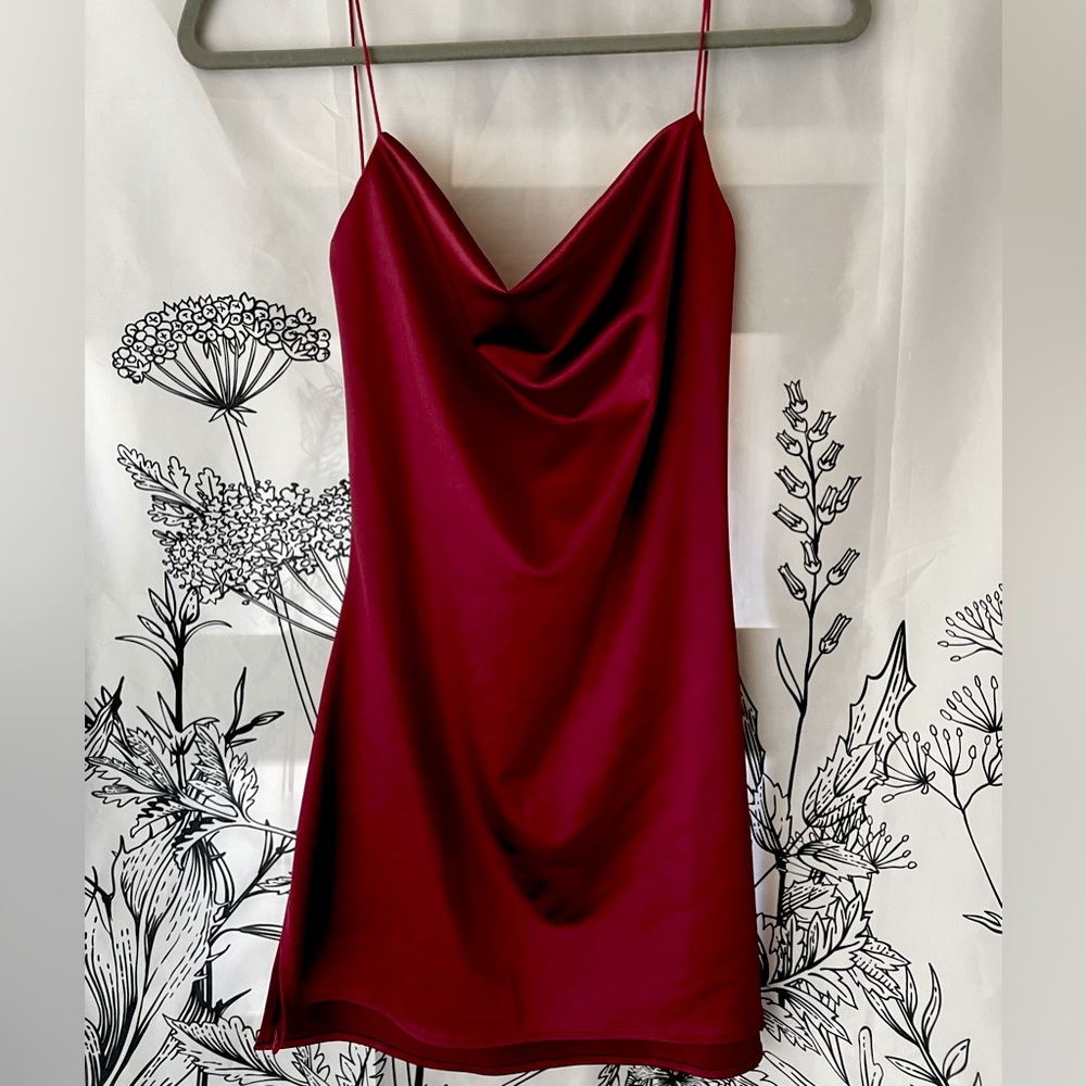 Red silk dress brand unknown size xs